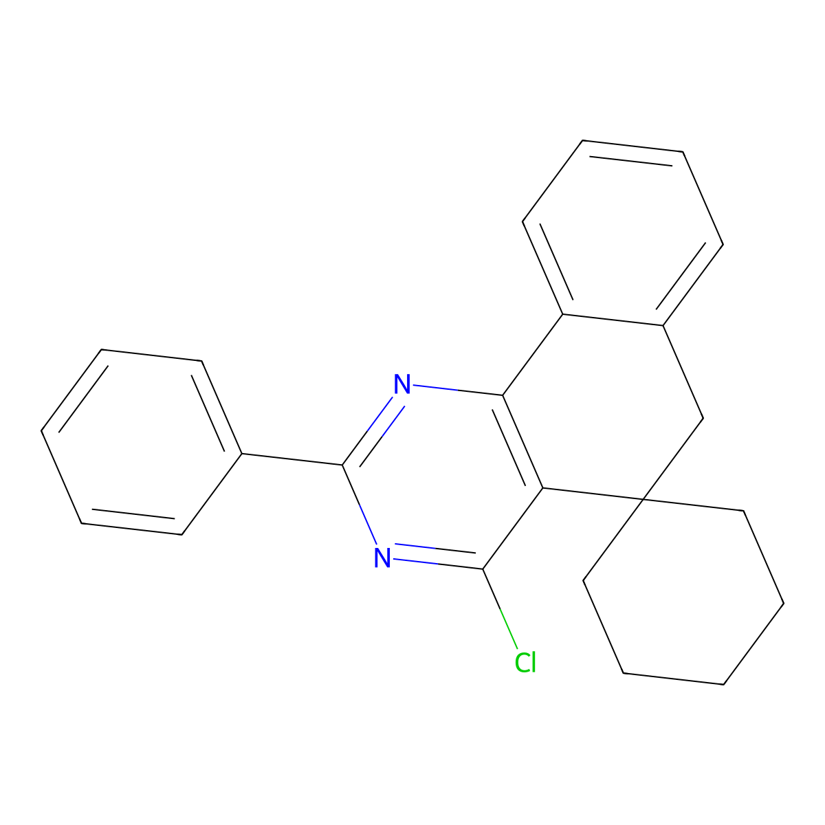 4-chloro-2-phenylspiro[6H-benzo[h]quinazoline-5,1'-cyclohexane] molecular structure, CAS 182926-33-6