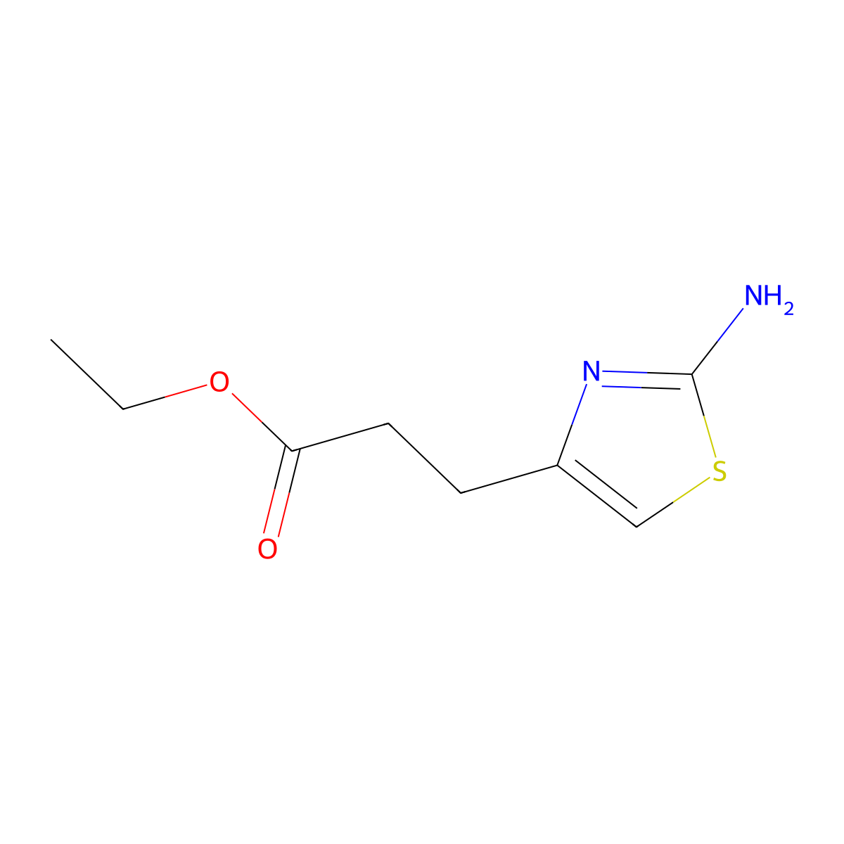 Ethyl 3-(2-amino-1,3-thiazol-4-yl)propanoate molecular structure, CAS 182939-65-7