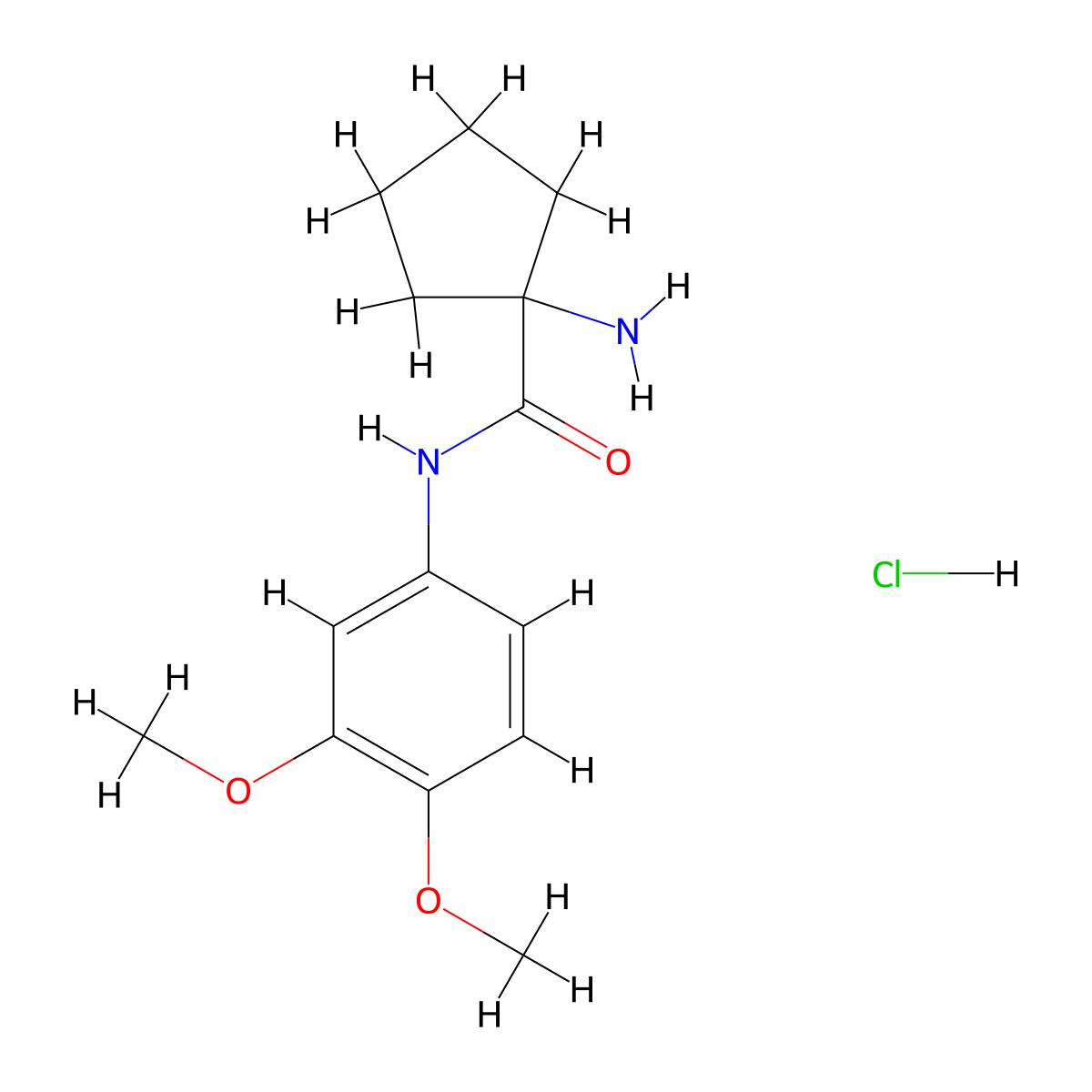 1-amino-N-(3,4-dimethoxyphenyl)cyclopentane-1-carboxamide hydrochloride molecular structure, CAS 1829399-64-5