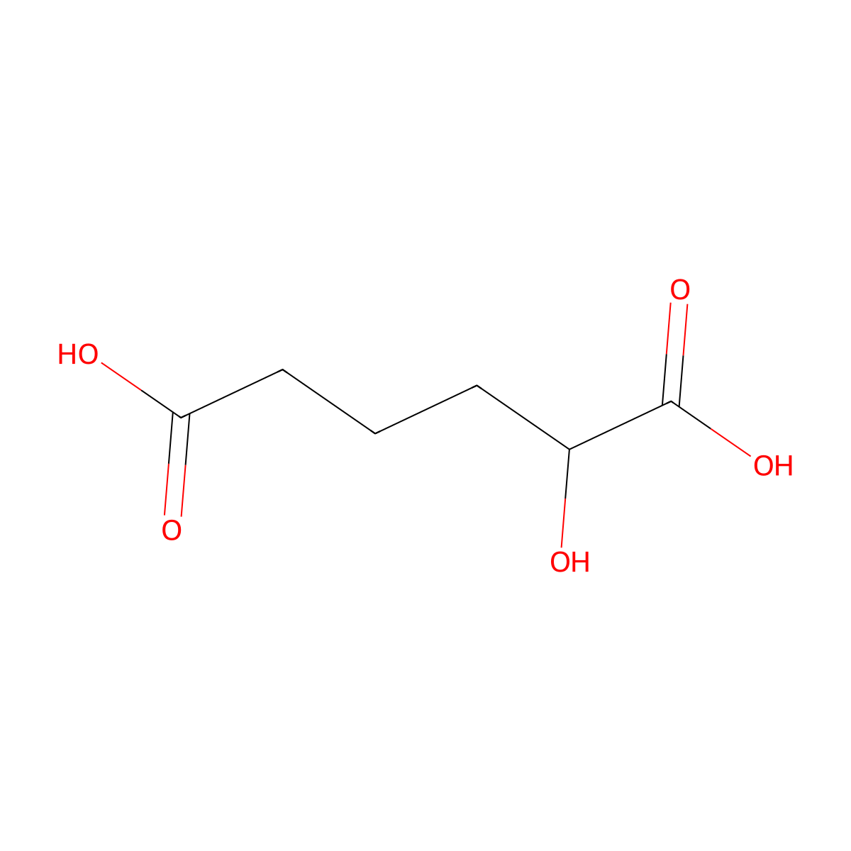 2-Hydroxyadipic acid molecular structure, CAS 18294-85-4