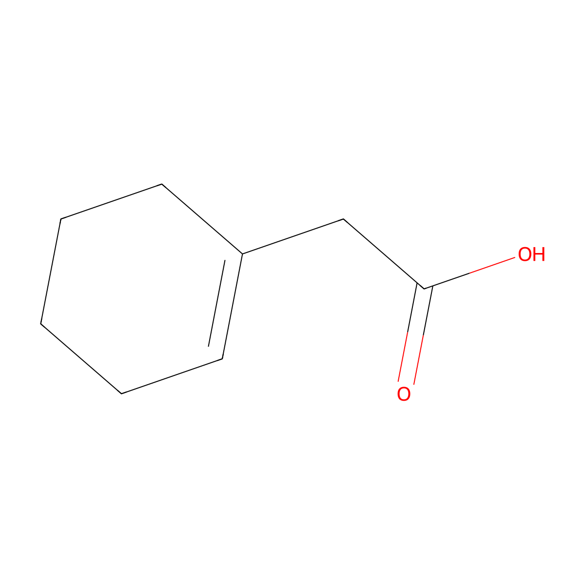 1-Cyclohexene-1-acetic acid molecular structure, CAS 18294-87-6