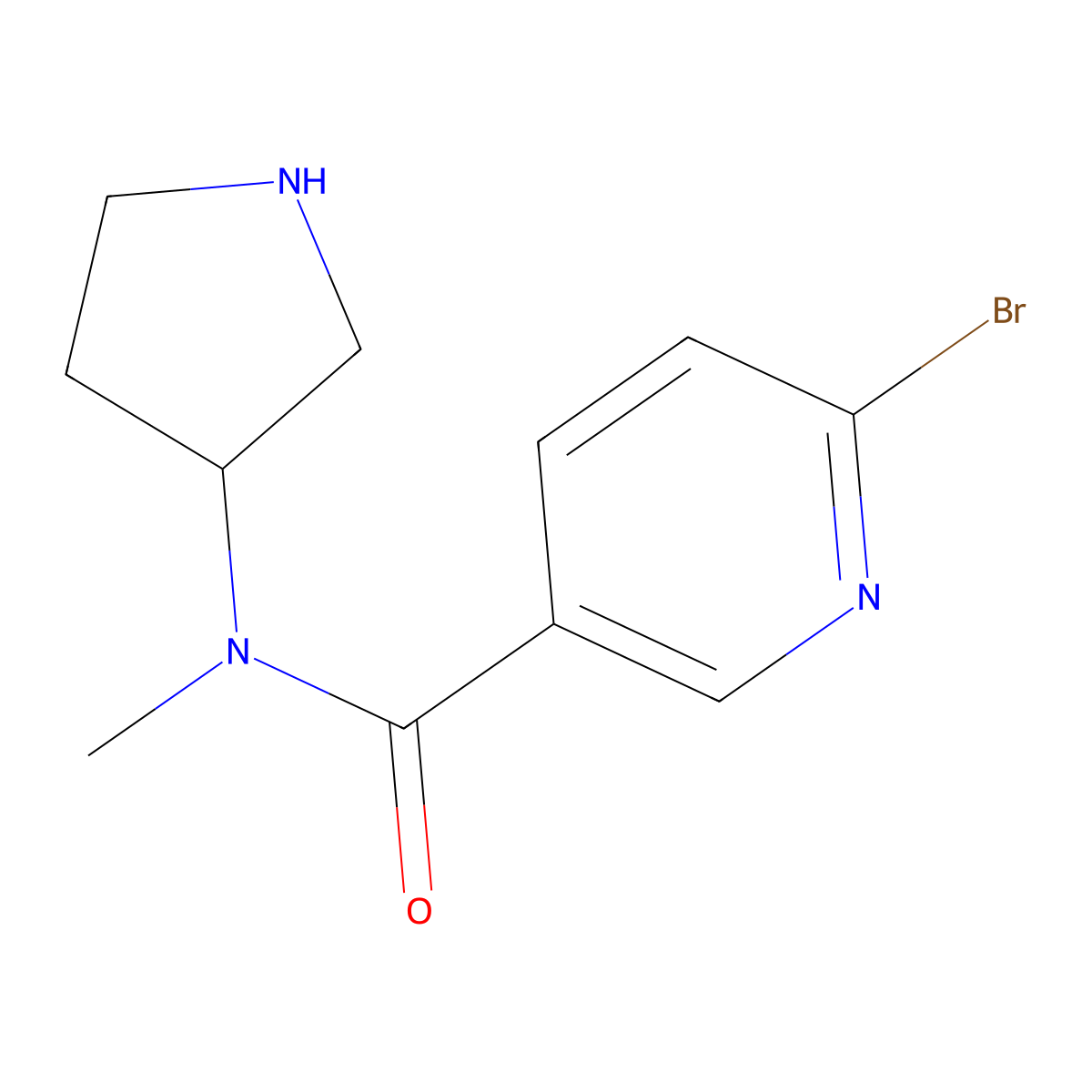 6-bromo-N-methyl-N-(pyrrolidin-3-yl)pyridine-3-carboxamide molecular structure, CAS 1829477-37-3