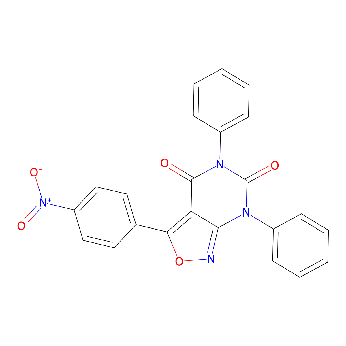 3-(4-Nitrophenyl)-5,7-diphenyl-[1,2]oxazolo[3,4-d]pyrimidine-4,6-dione molecular structure, CAS 182955-07-3