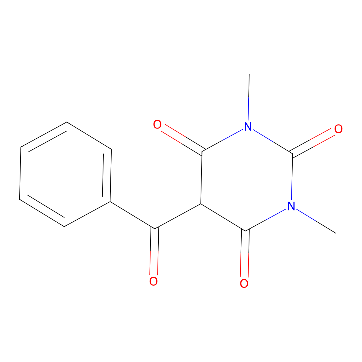 5-benzoyl-1,3-dimethyl-2,4,6(1H,3H,5H)-pyrimidinetrione molecular structure, CAS 182955-10-8