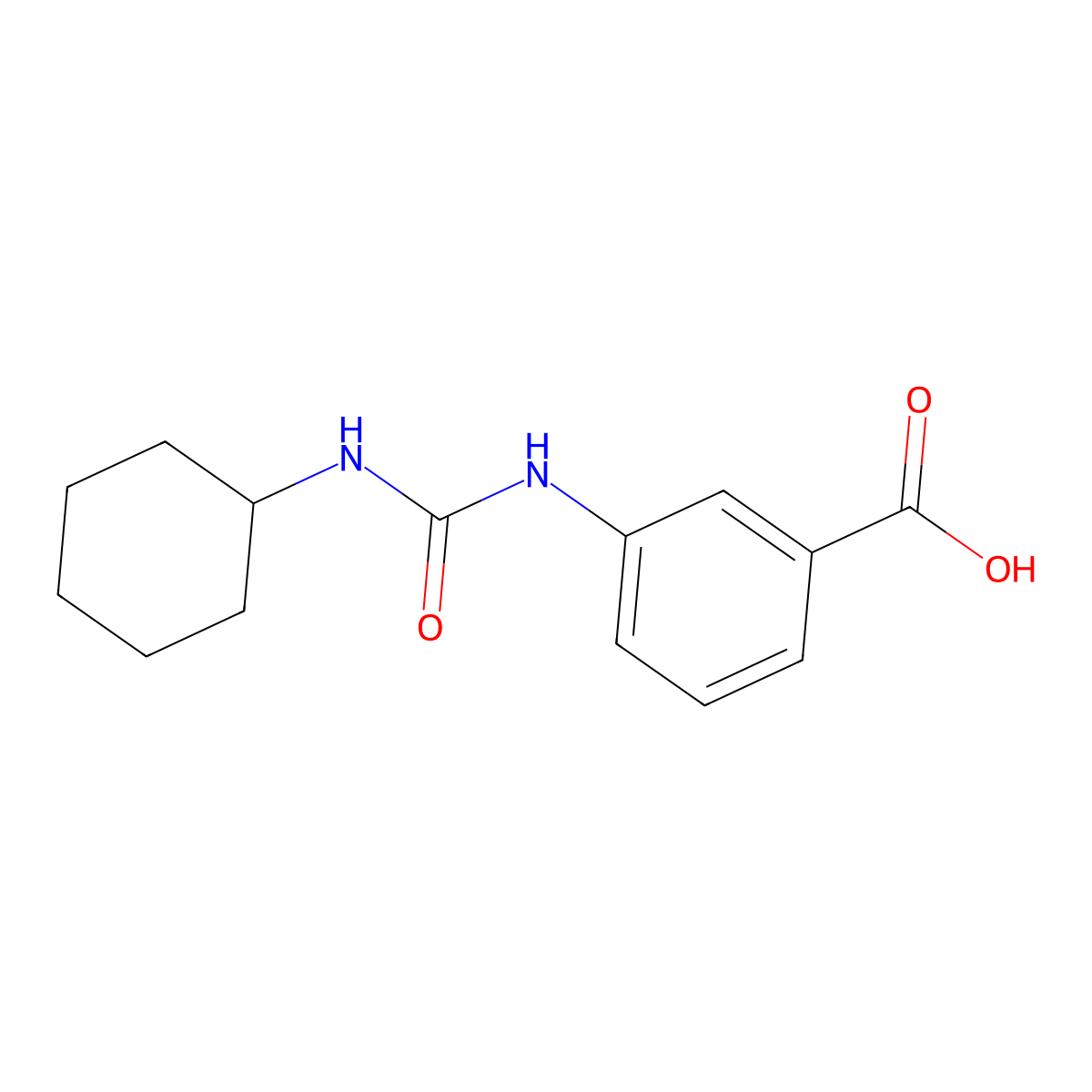 3-{[(Cyclohexylamino)carbonyl]amino}benzoic acid molecular structure, CAS 182958-43-6