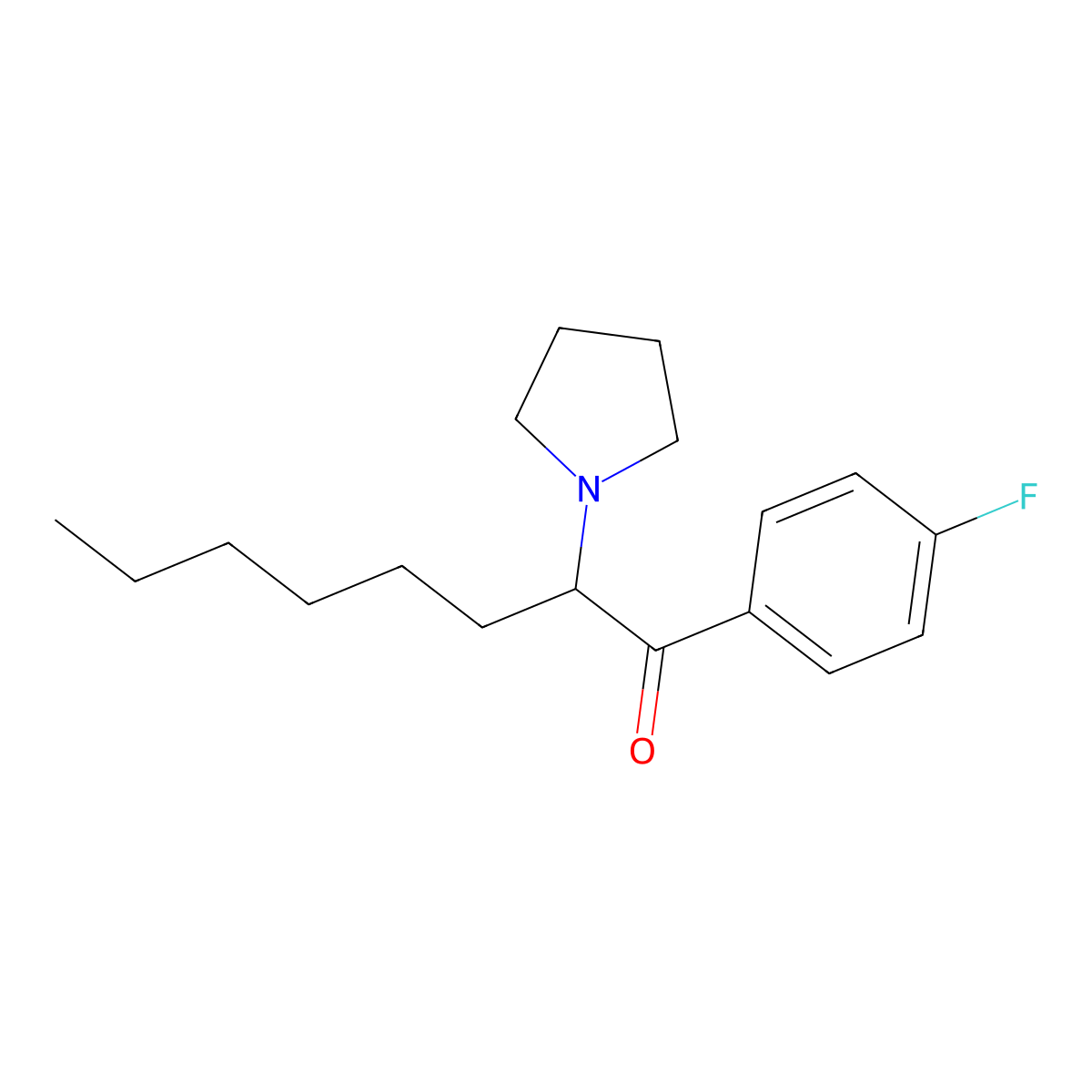 4'-Fluoro-alpha-pyrrolidinooctanophenone molecular structure, CAS 1829588-09-1