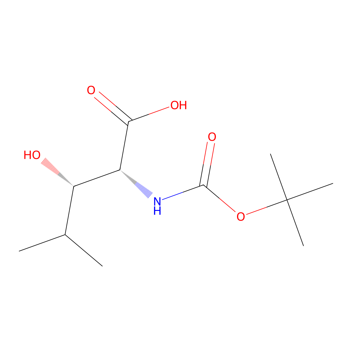 (2R,3S)-2-((tert-Butoxycarbonyl)amino)-3-hydroxy-4-methylpentanoic acid molecular structure, CAS 182959-73-5