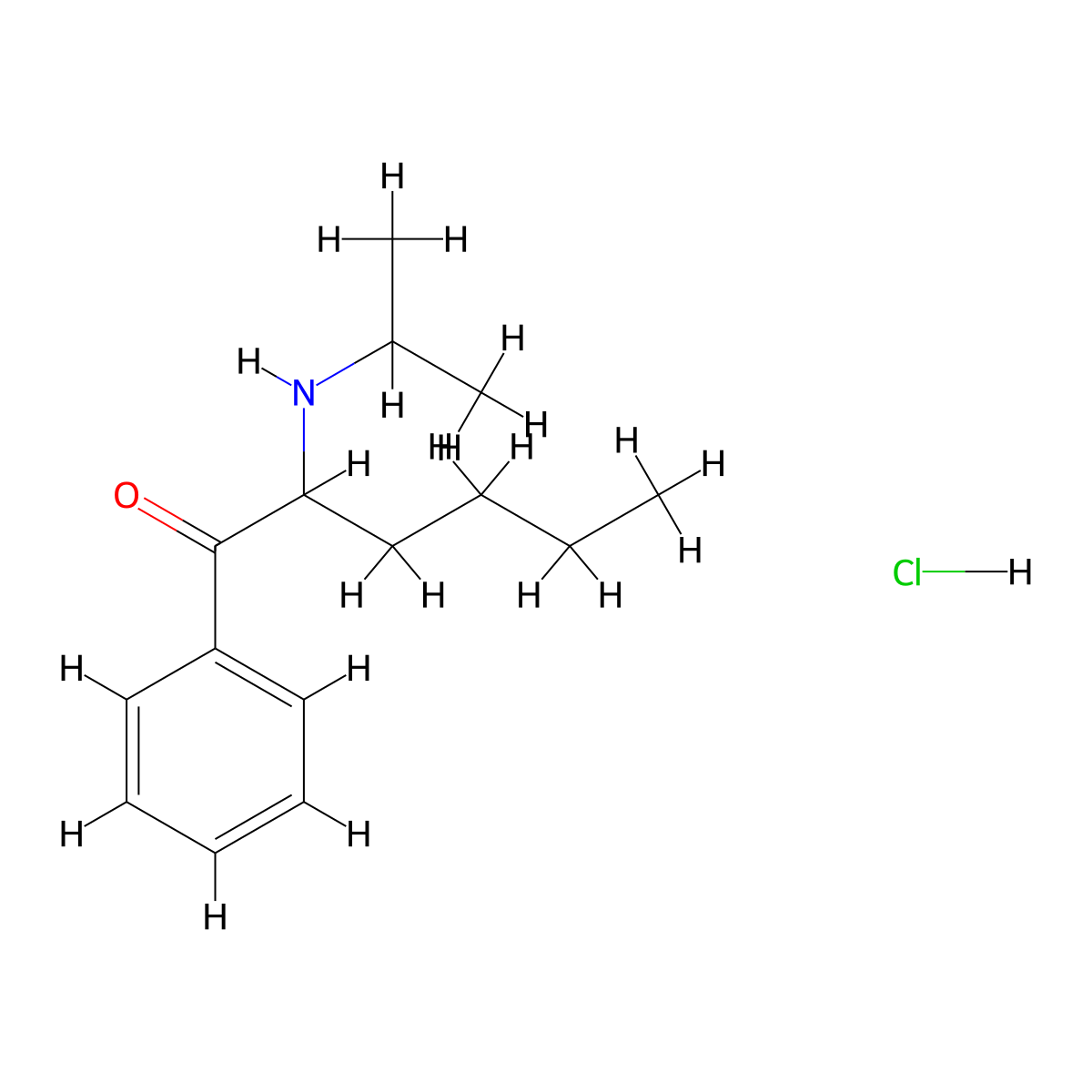 2-[(1-Methylethyl)amino]-1-phenyl-1-hexanone, monohydrochloride molecular structure, CAS 18296-61-2