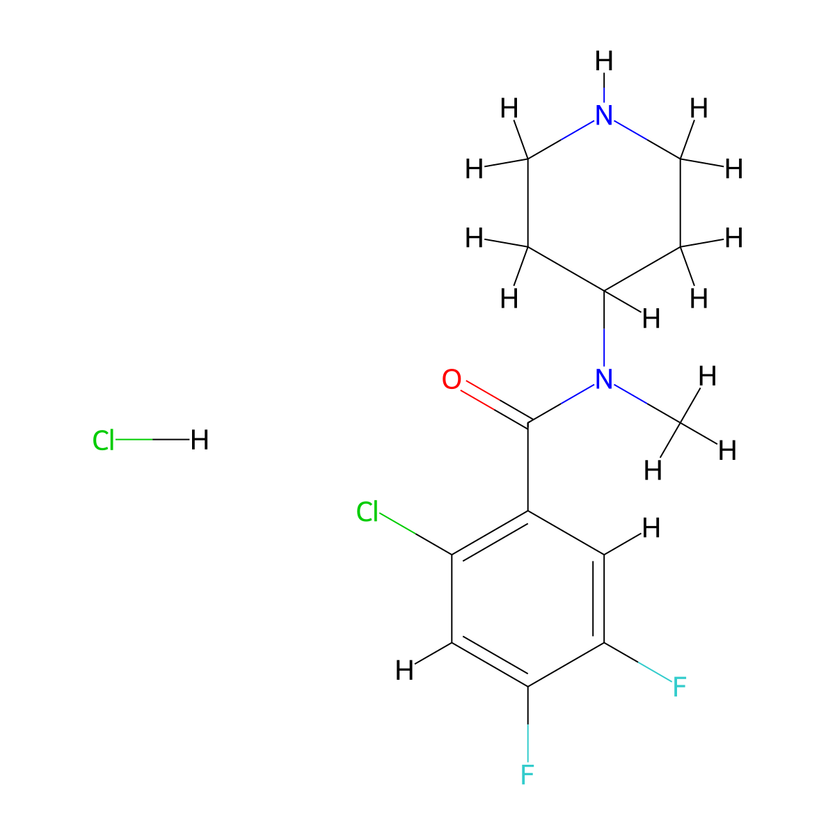 2-chloro-4,5-difluoro-N-methyl-N-(piperidin-4-yl)benzamide hydrochloride molecular structure, CAS 1829802-92-7