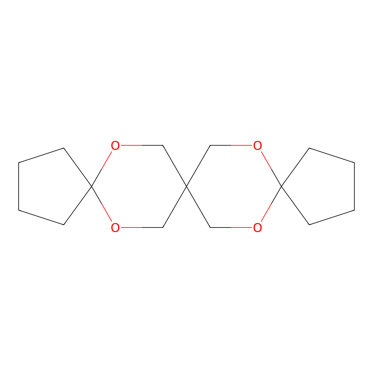 6,10,16,19-Tetraoxatrispiro(4.2.2.4.2.2)nonadecane molecular structure, CAS 183-07-3