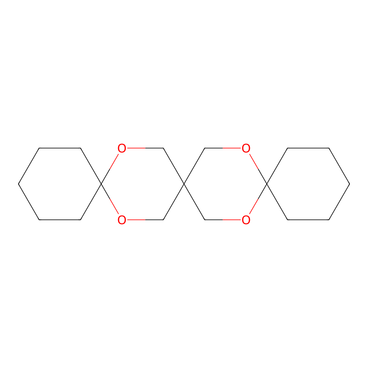 7,11,18,21-Tetraoxatrispiro[5.2.2.5^{12}.2^{9}.2^{6}]henicosane molecular structure, CAS 183-10-8