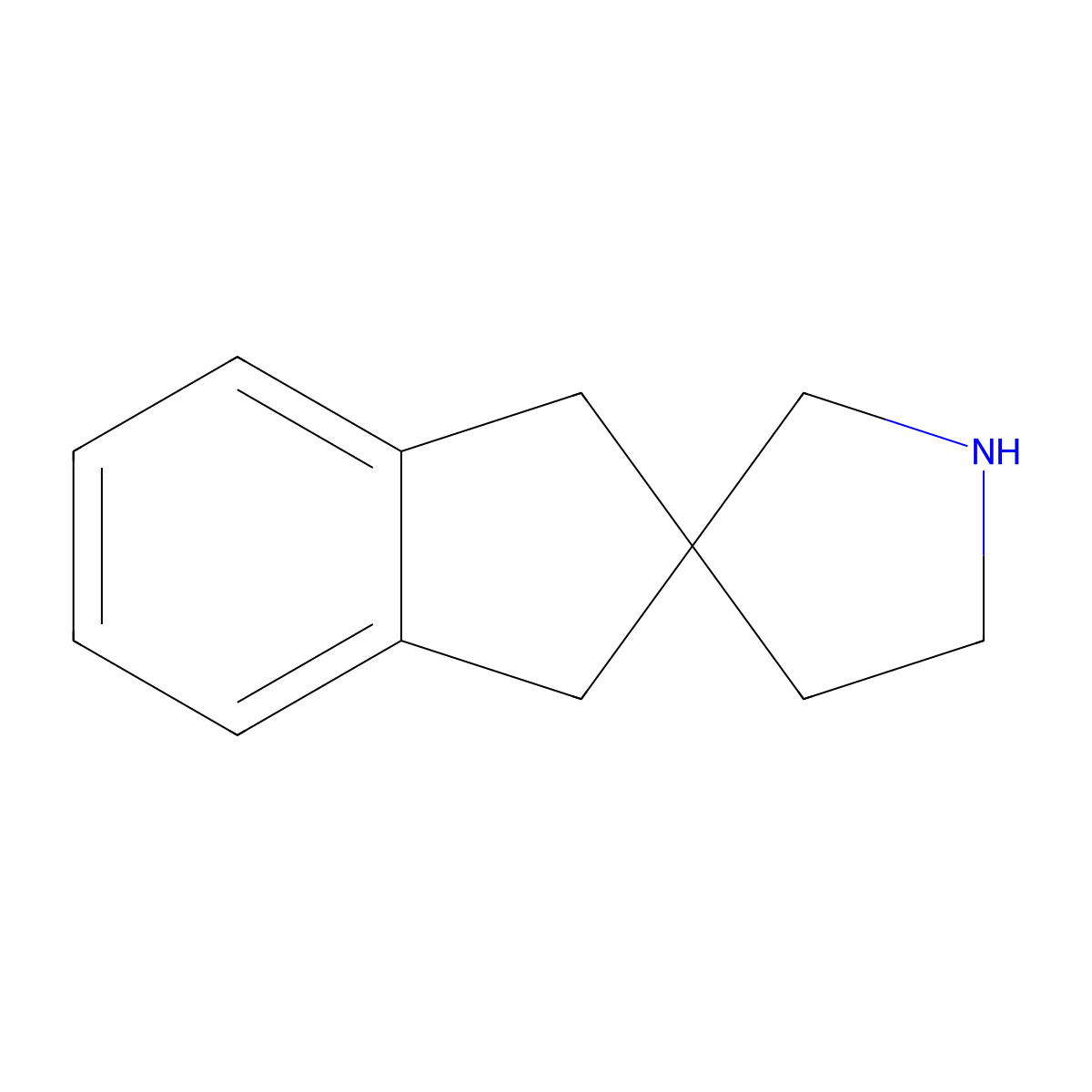 1,3-Dihydrospiro[indene-2,3'-pyrrolidine] molecular structure, CAS 183-20-0