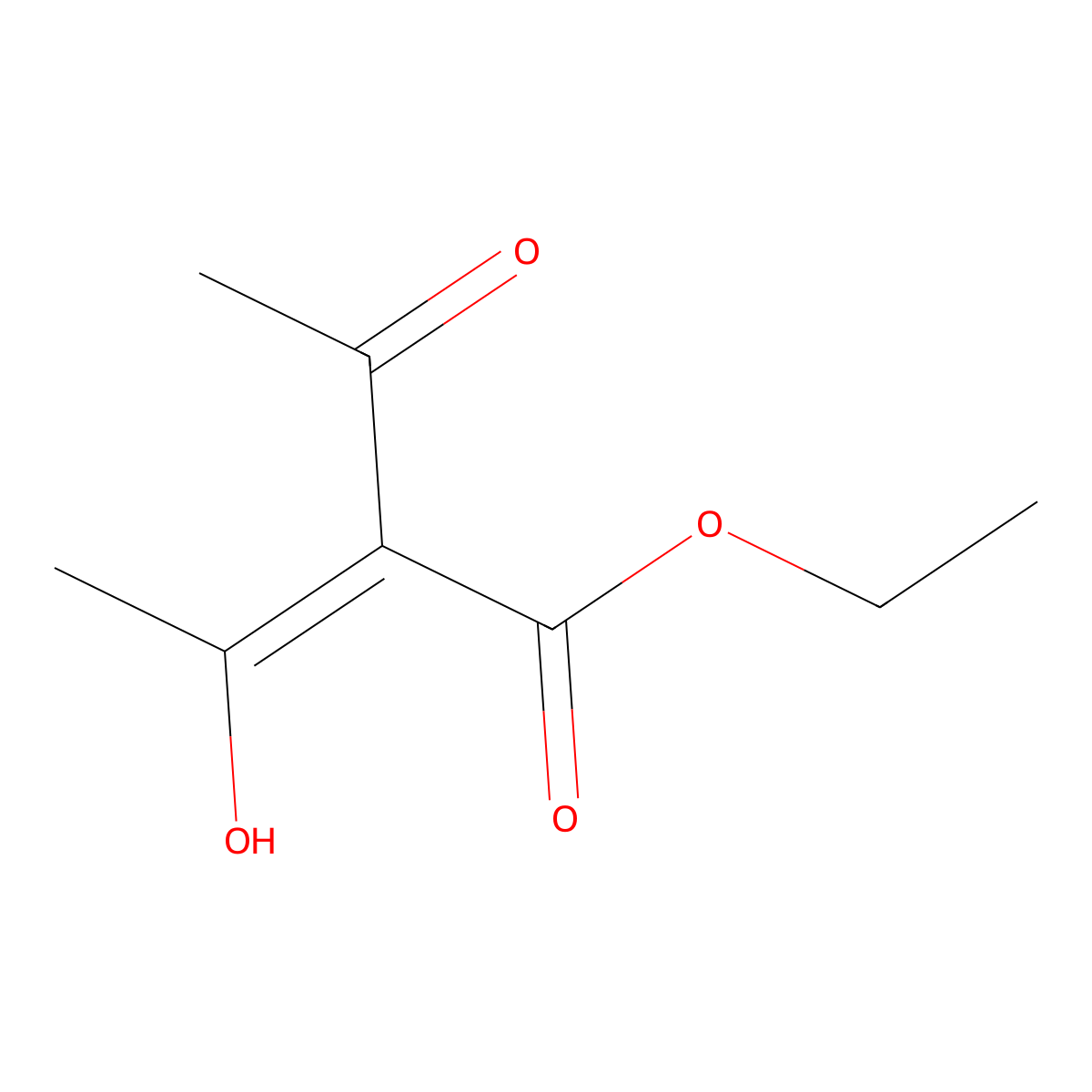 Ethyl 2-acetyl-3-hydroxybut-2-enoate molecular structure, CAS 1830-94-0