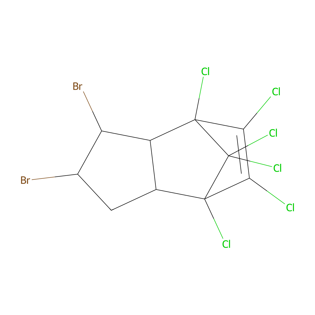 4,7-Methano-1H-indene, 1,2-dibromo-4,5,6,7,8,8-hexachloro-2,3,3a,4,7,7a-hexahydro- molecular structure, CAS 18300-04-4