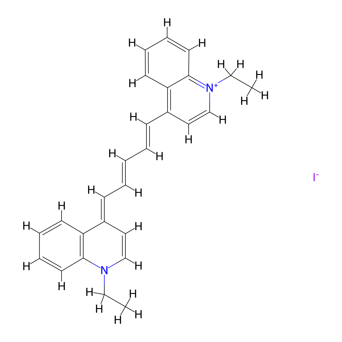 1,1'-Diethyl-4,4'-dicarbocyanine iodide molecular structure, CAS 18300-31-7