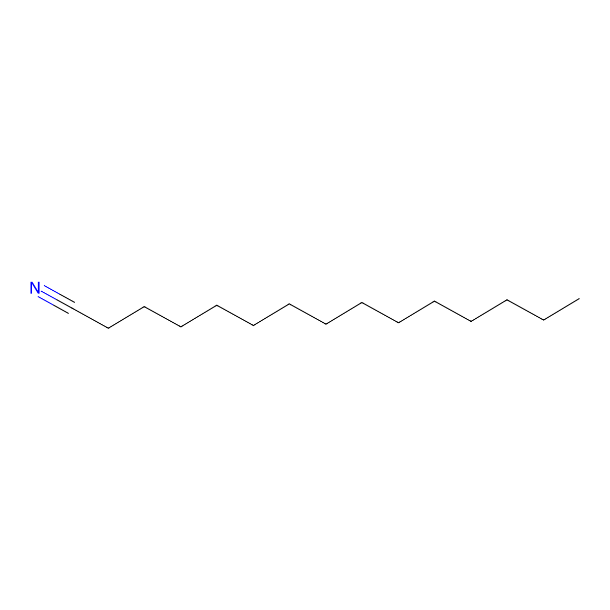 Pentadecanenitrile molecular structure, CAS 18300-91-9