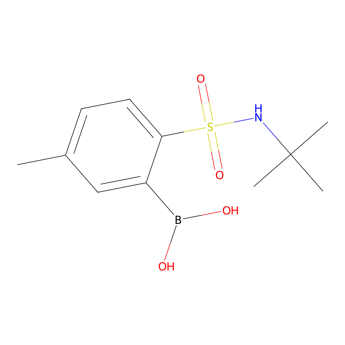 (2-(N-(tert-Butyl)sulfamoyl)-5-methylphenyl)boronic acid molecular structure, CAS 183000-60-4