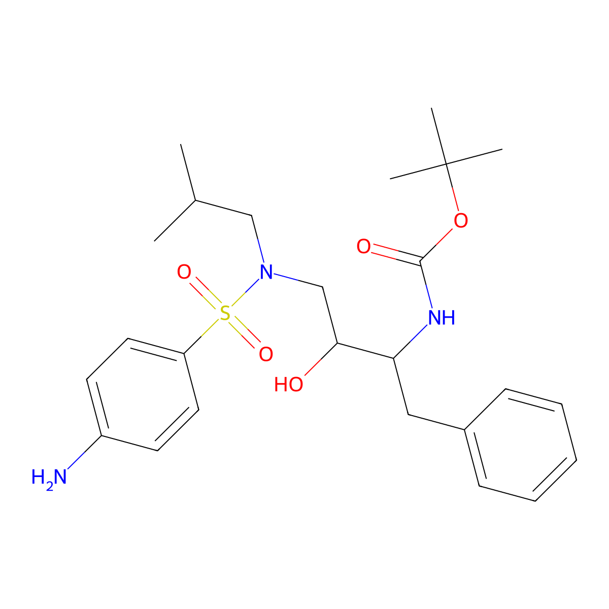 tert-Butyl ((2S,3R)-4-(4-amino-N-isobutylphenylsulfonamido)-3-hydroxy-1-phenylbutan-2-yl)carbamate molecular structure, CAS 183004-94-6