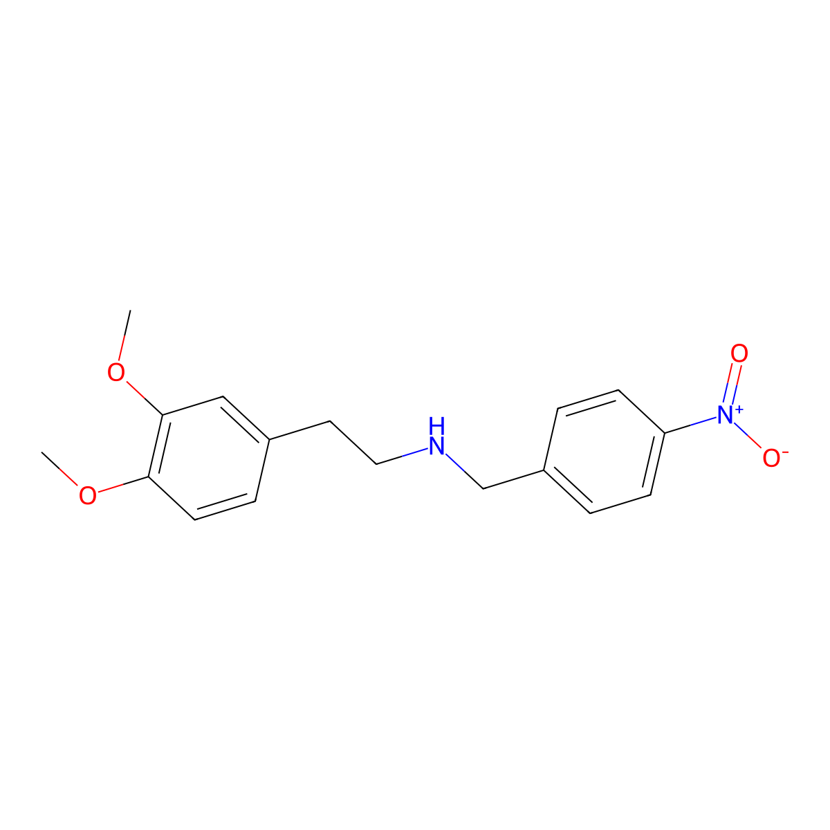 2-(3,4-dimethoxyphenyl)-N-[(4-nitrophenyl)methyl]ethanamine molecular structure, CAS 183020-61-3