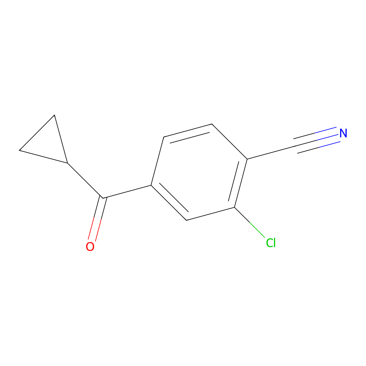 2-Chloro-4-(cyclopropanecarbonyl)benzonitrile molecular structure, CAS 1830333-24-8