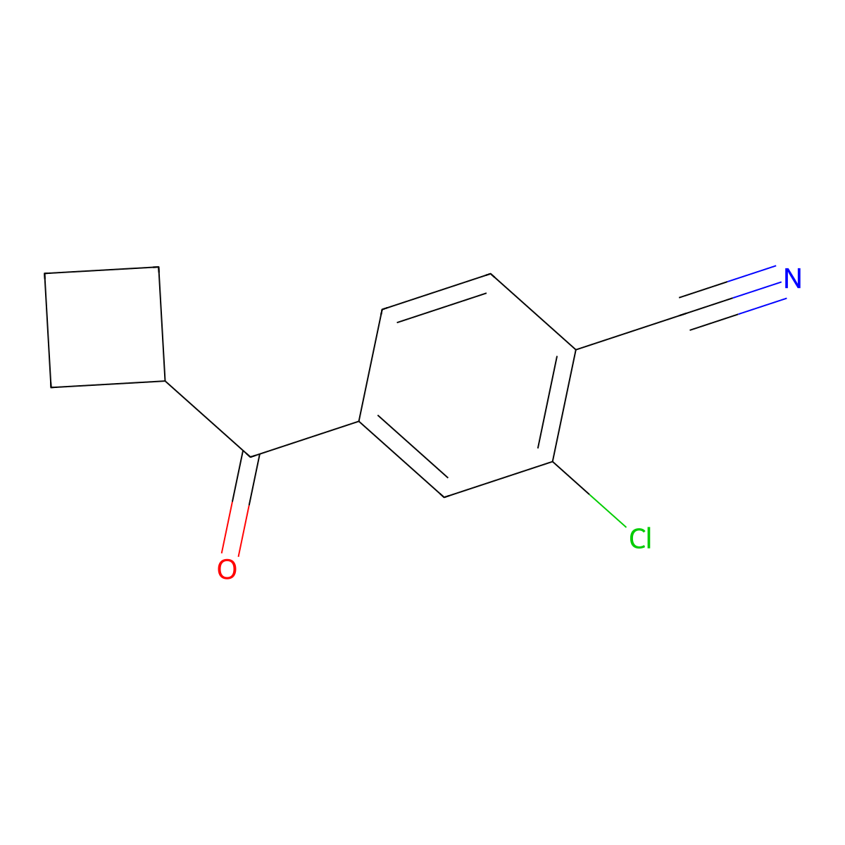 2-Chloro-4-(cyclobutanecarbonyl)benzonitrile molecular structure, CAS 1830333-25-9