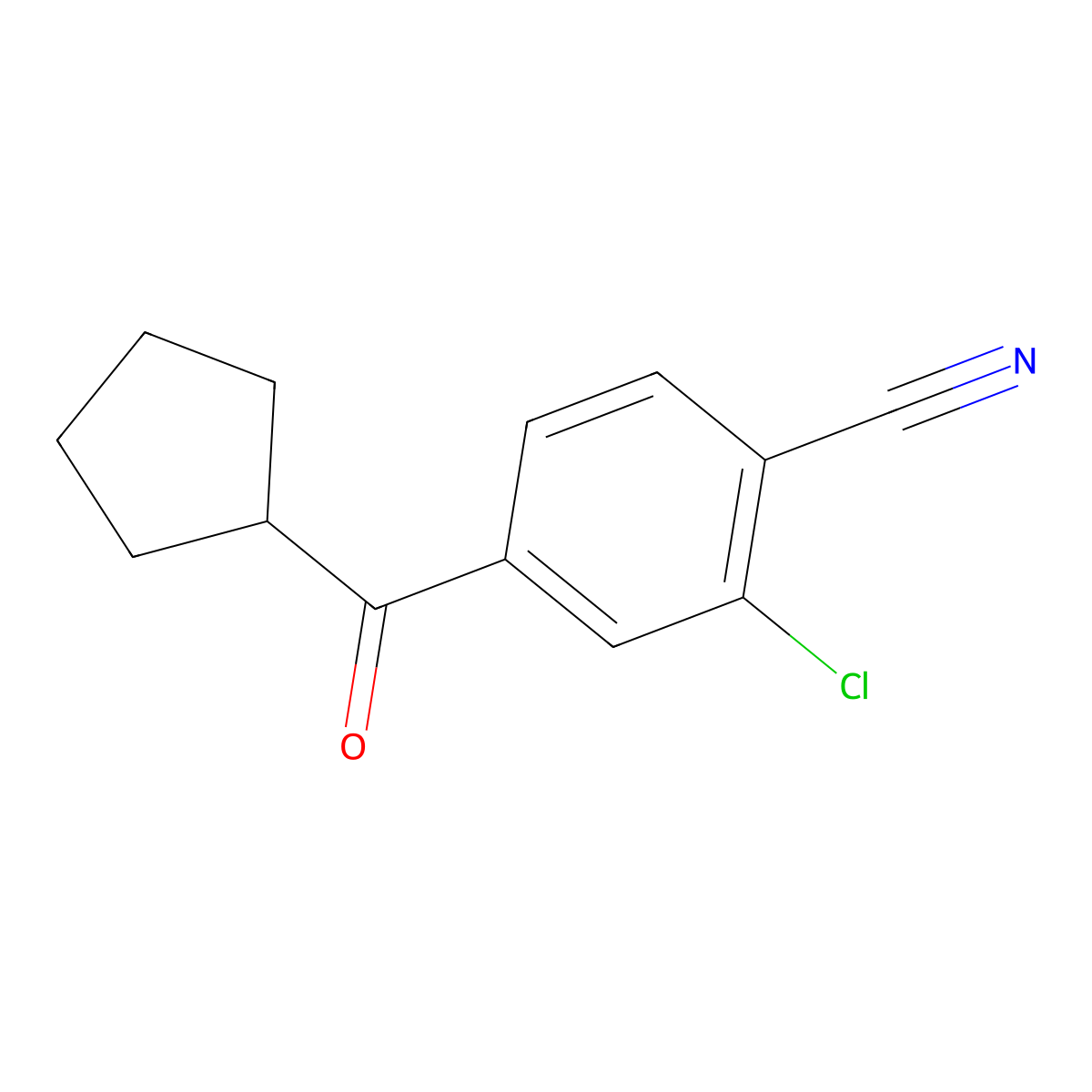 2-Chloro-4-(cyclopentanecarbonyl)benzonitrile molecular structure, CAS 1830333-26-0