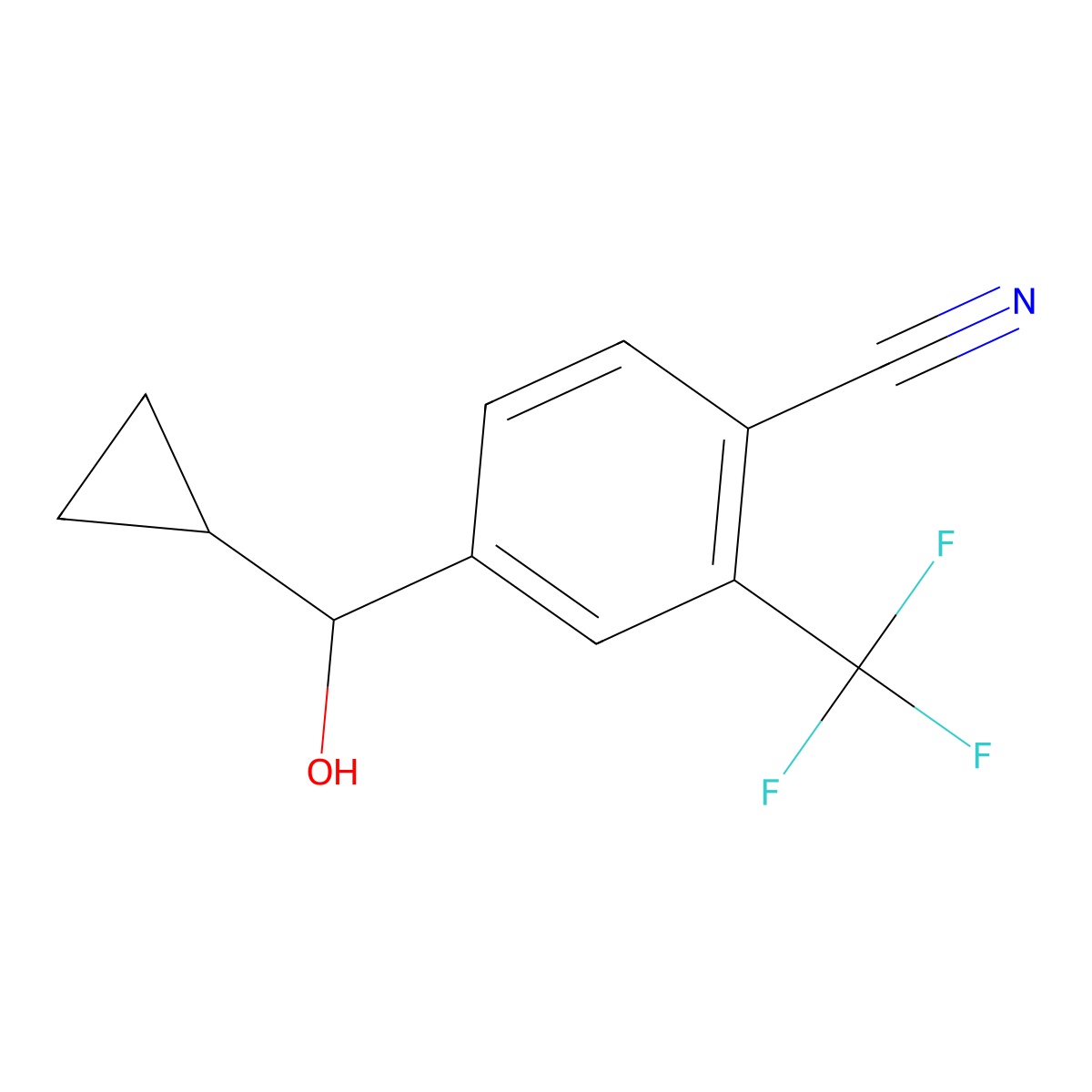 4-(Cyclopropyl(hydroxy)methyl)-2-(trifluoromethyl)benzonitrile molecular structure, CAS 1830333-73-7