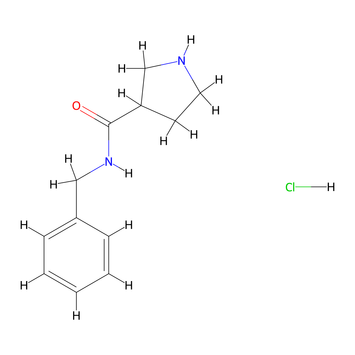 N-benzylpyrrolidine-3-carboxamide hydrochloride molecular structure, CAS 1830377-54-2