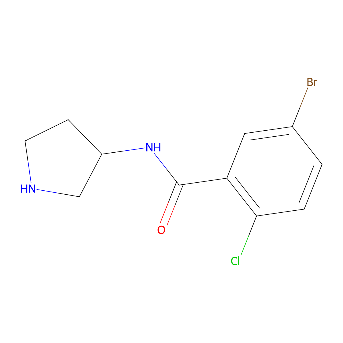 5-Bromo-2-chloro-N-(pyrrolidin-3-yl)benzamide molecular structure, CAS 1830456-72-8