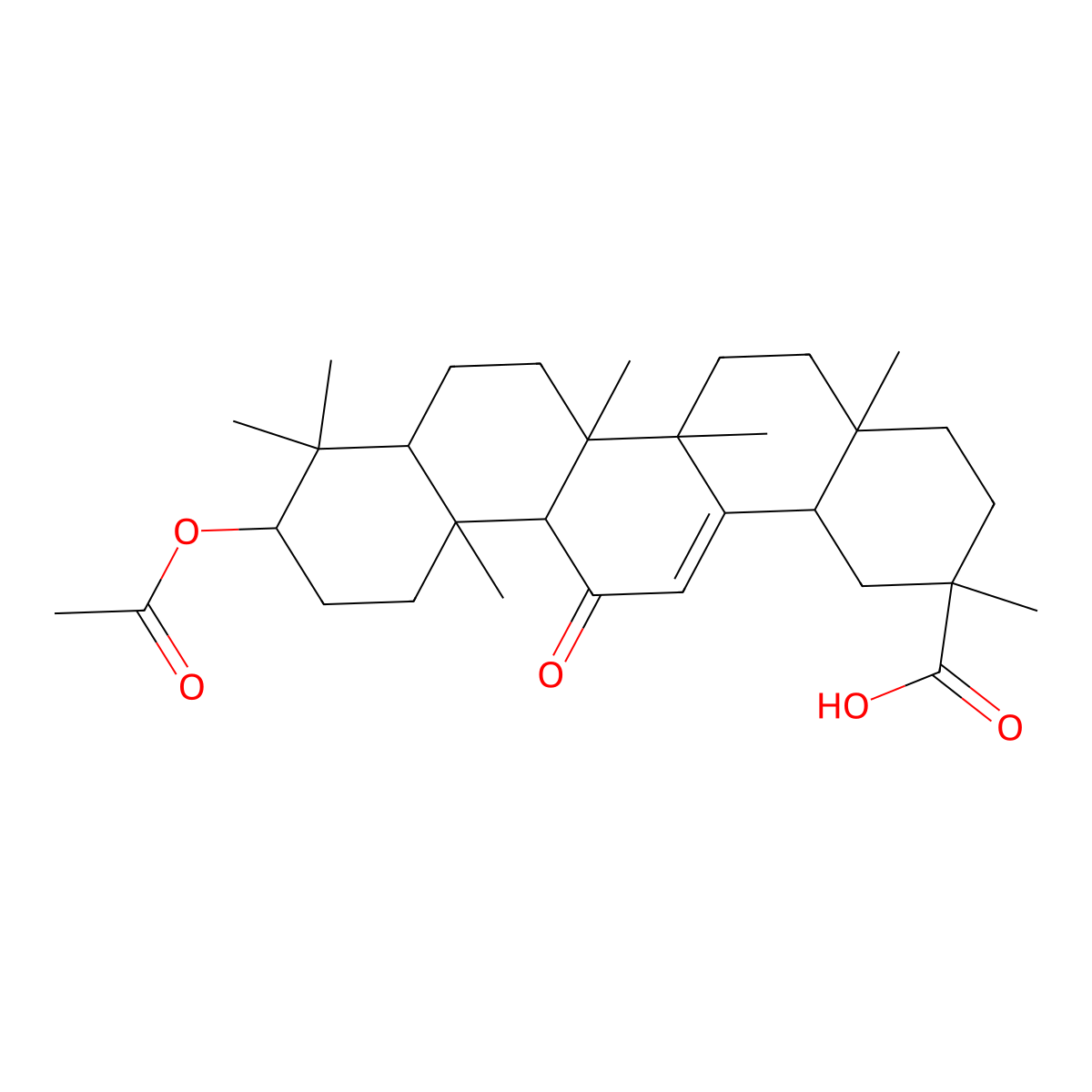 10-acetyloxy-2,4a,6a,6b,9,9,12a-heptamethyl-13-oxo-3,4,5,6,6a,7,8,8a,10,11,12,14b-dodecahydro-1H-picene-2-carboxylic acid molecular structure, CAS 18305-96-9