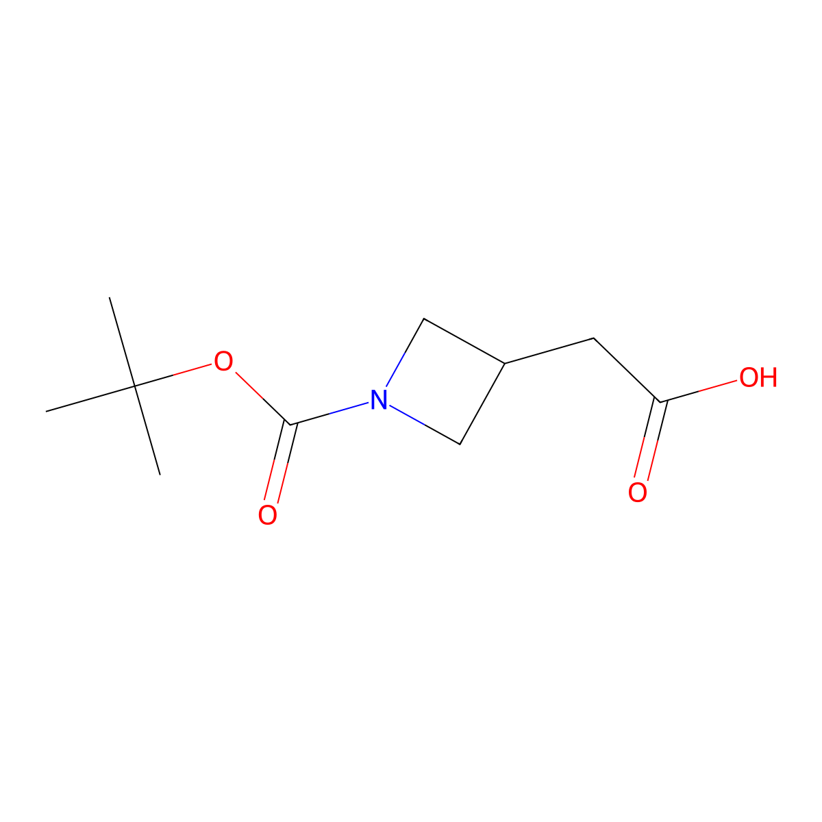 2-(1-(Tert-butoxycarbonyl)azetidin-3-yl)acetic acid molecular structure, CAS 183062-96-6