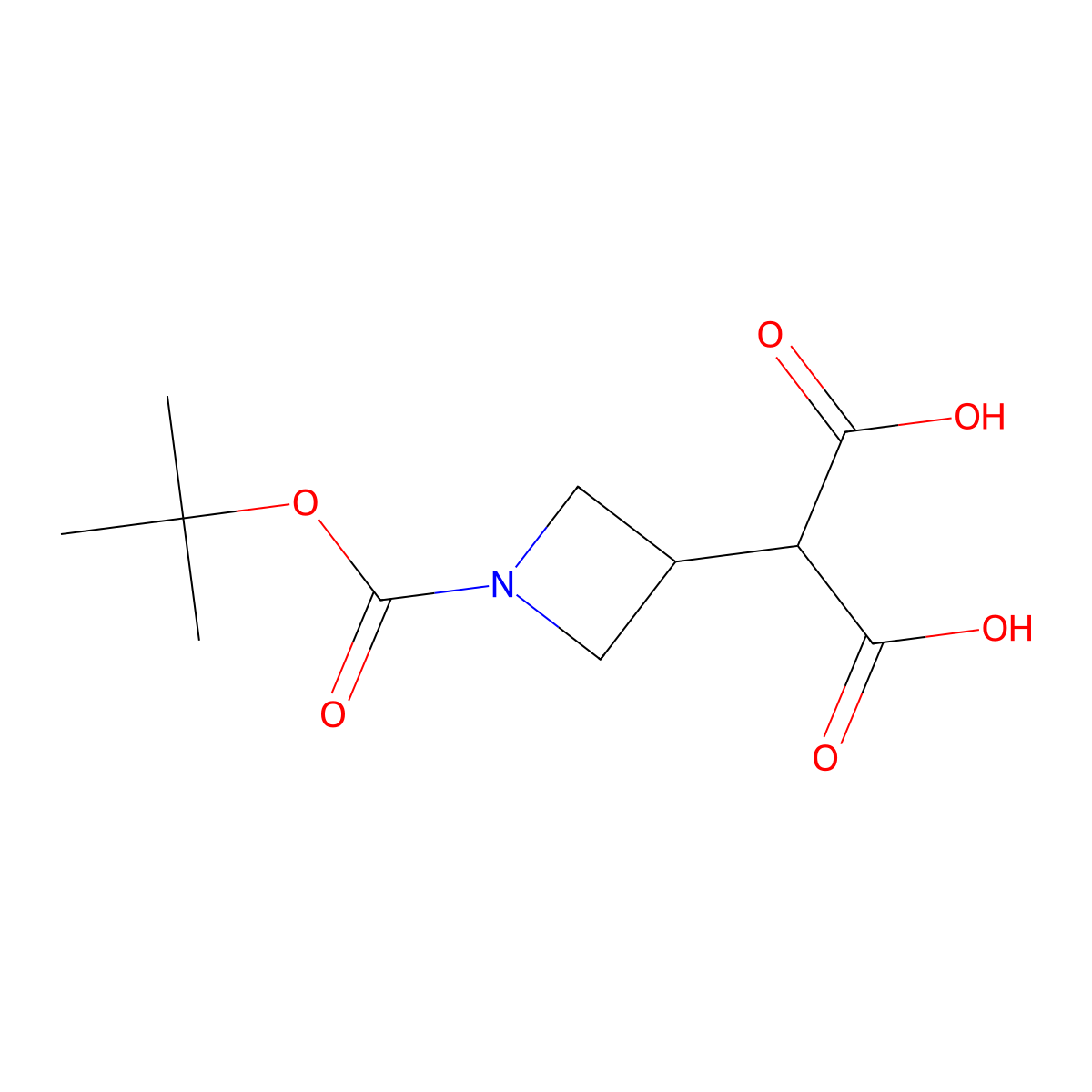 2-(1-(tert-Butoxycarbonyl)azetidin-3-yl)malonic acid molecular structure, CAS 183062-97-7