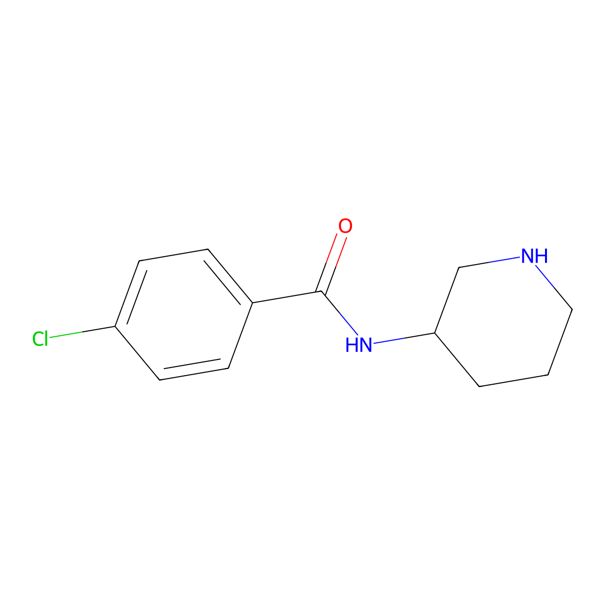 4-chloro-N-(piperidin-3-yl)benzamide molecular structure, CAS 1830639-09-2
