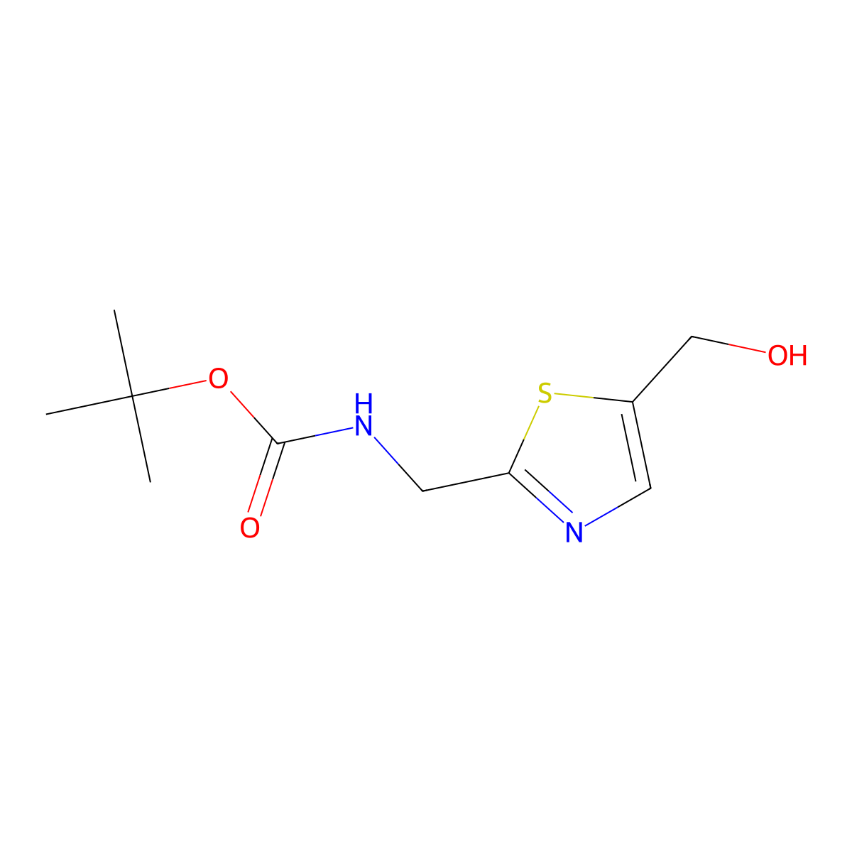tert-butyl N-{[5-(hydroxymethyl)-1,3-thiazol-2-yl]methyl}carbamate molecular structure, CAS 183066-67-3