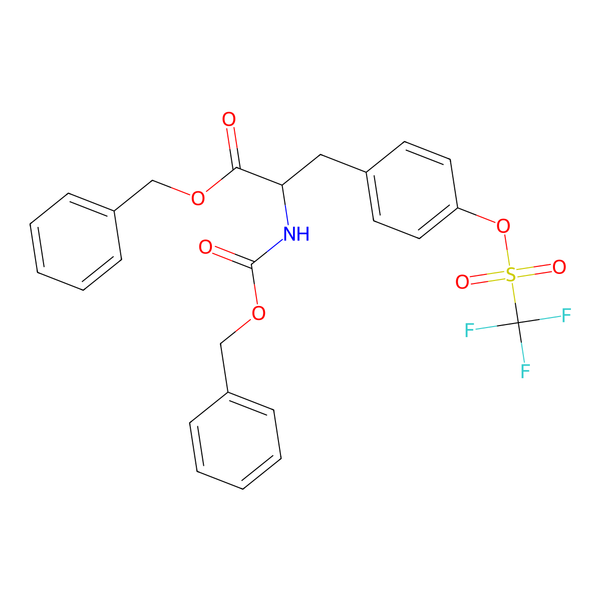 (S)-Benzyl 2-(((benzyloxy)carbonyl)amino)-3-(4-hydroxyphenyl)propanoate trifluoromethanesulfonate molecular structure, CAS 183070-41-9