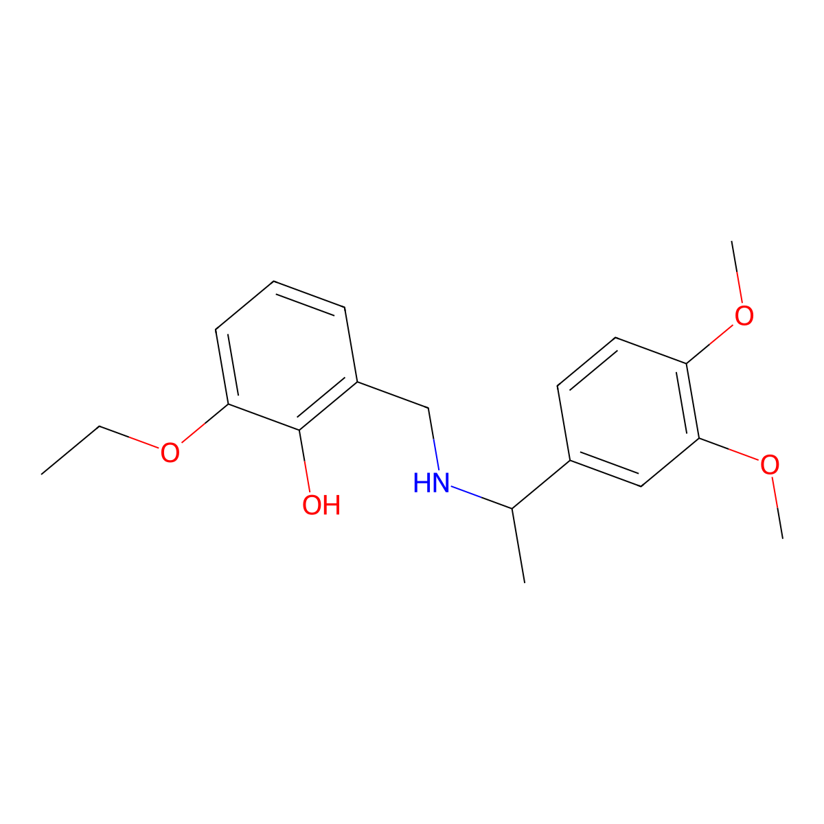 2-({[1-(3,4-Dimethoxyphenyl)ethyl]amino}methyl)-6-ethoxyphenol molecular structure, CAS 1830791-18-8