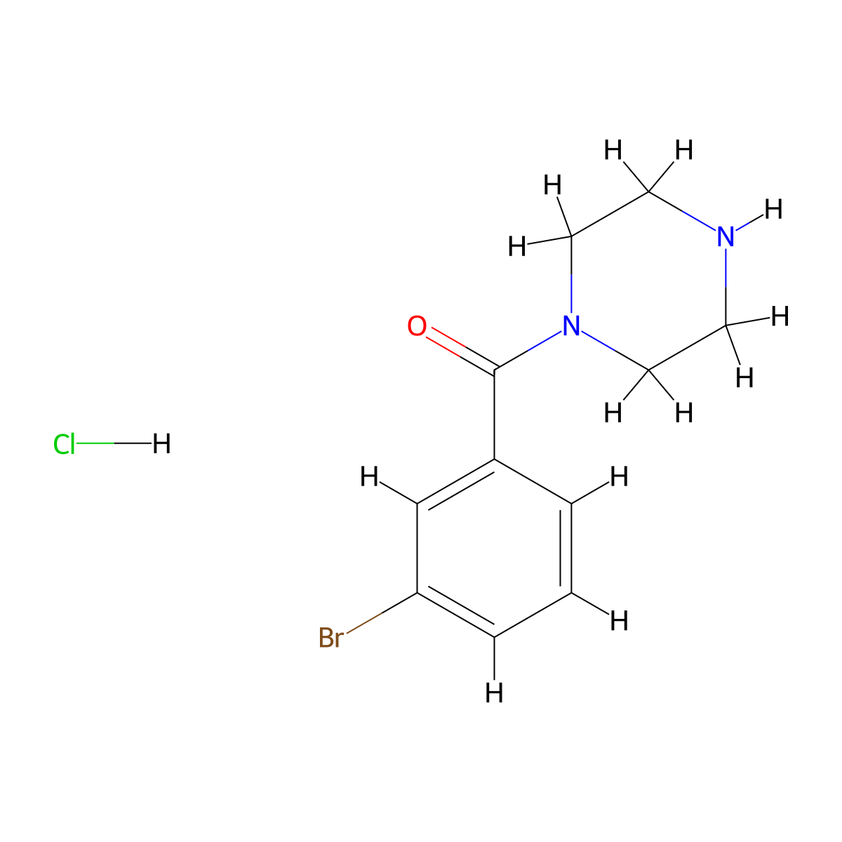 (3-Bromophenyl)(piperazin-1-yl)methanone hydrochloride molecular structure, CAS 1831045-67-0