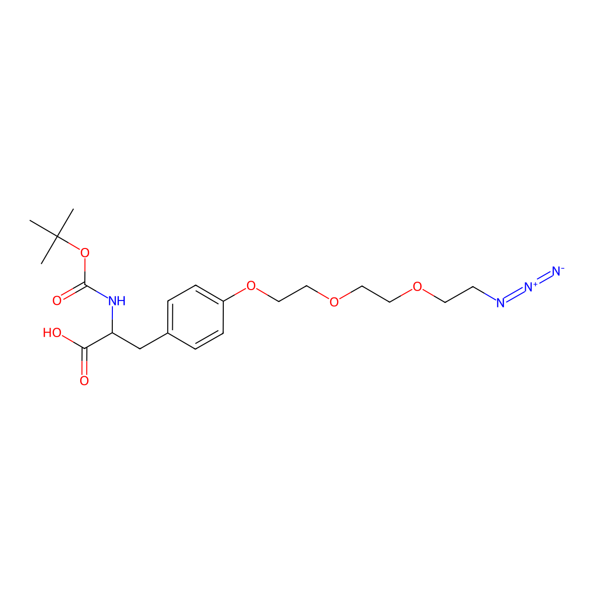 Boc-L-Tyr(PEG(3)-N3)-OH molecular structure, CAS 1831059-64-3
