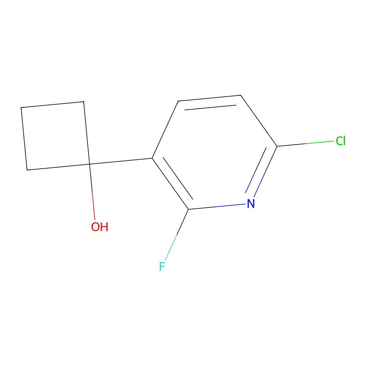 1-(6-Chloro-2-fluoropyridin-3-yl)cyclobutanol molecular structure, CAS 1831086-32-8