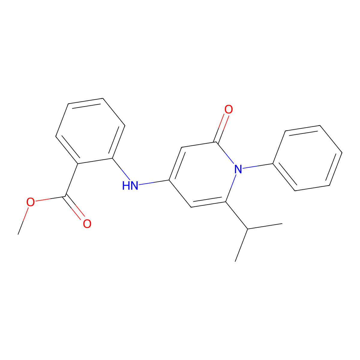 Methyl 2-((6-isopropyl-2-oxo-1-phenyl-1,2-dihydropyridin-4-yl)amino)benzoate molecular structure, CAS 1831094-06-4