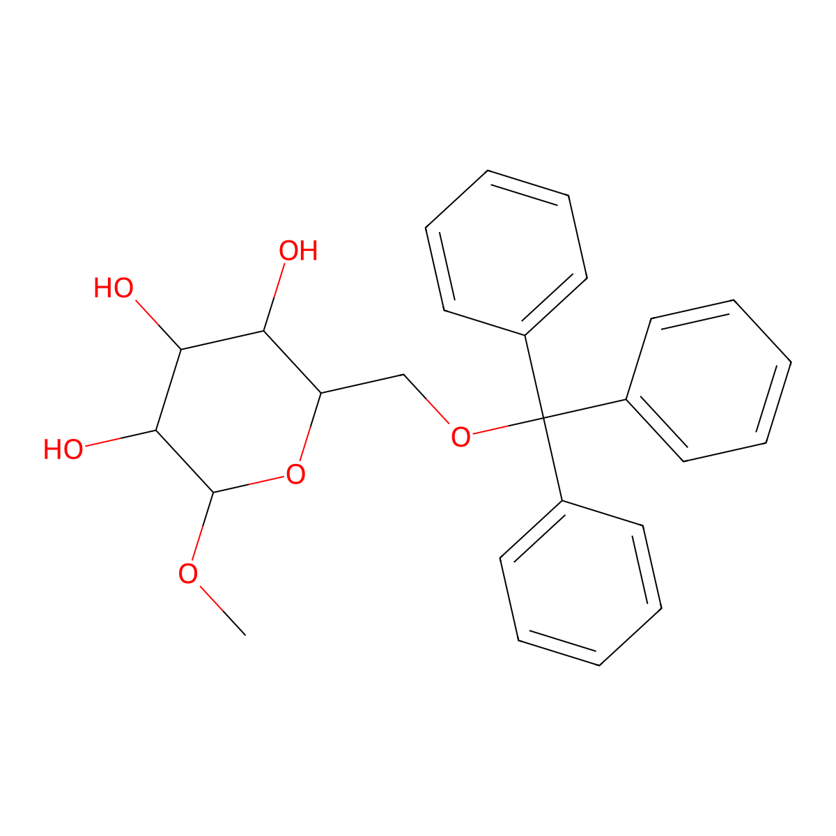 Methyl 6-O-tritylhexopyranoside molecular structure, CAS 18311-26-7