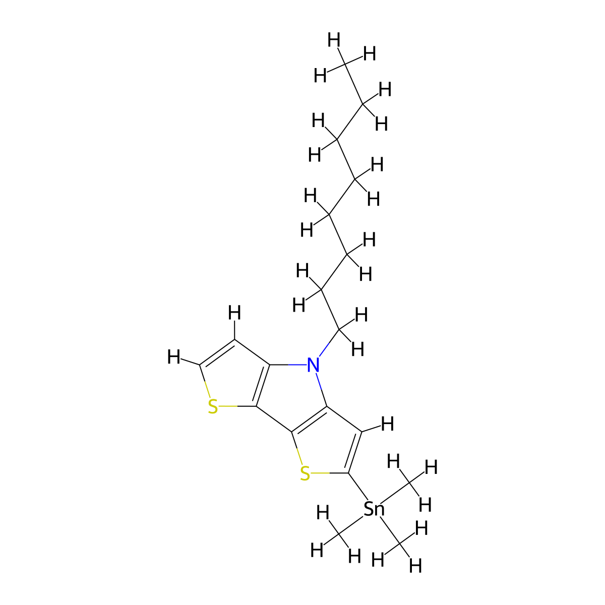 4-Octyl-2-(trimethylstannyl)-4H-dithieno[3,2-b:2',3'-d]pyrrole molecular structure, CAS 1831130-97-2
