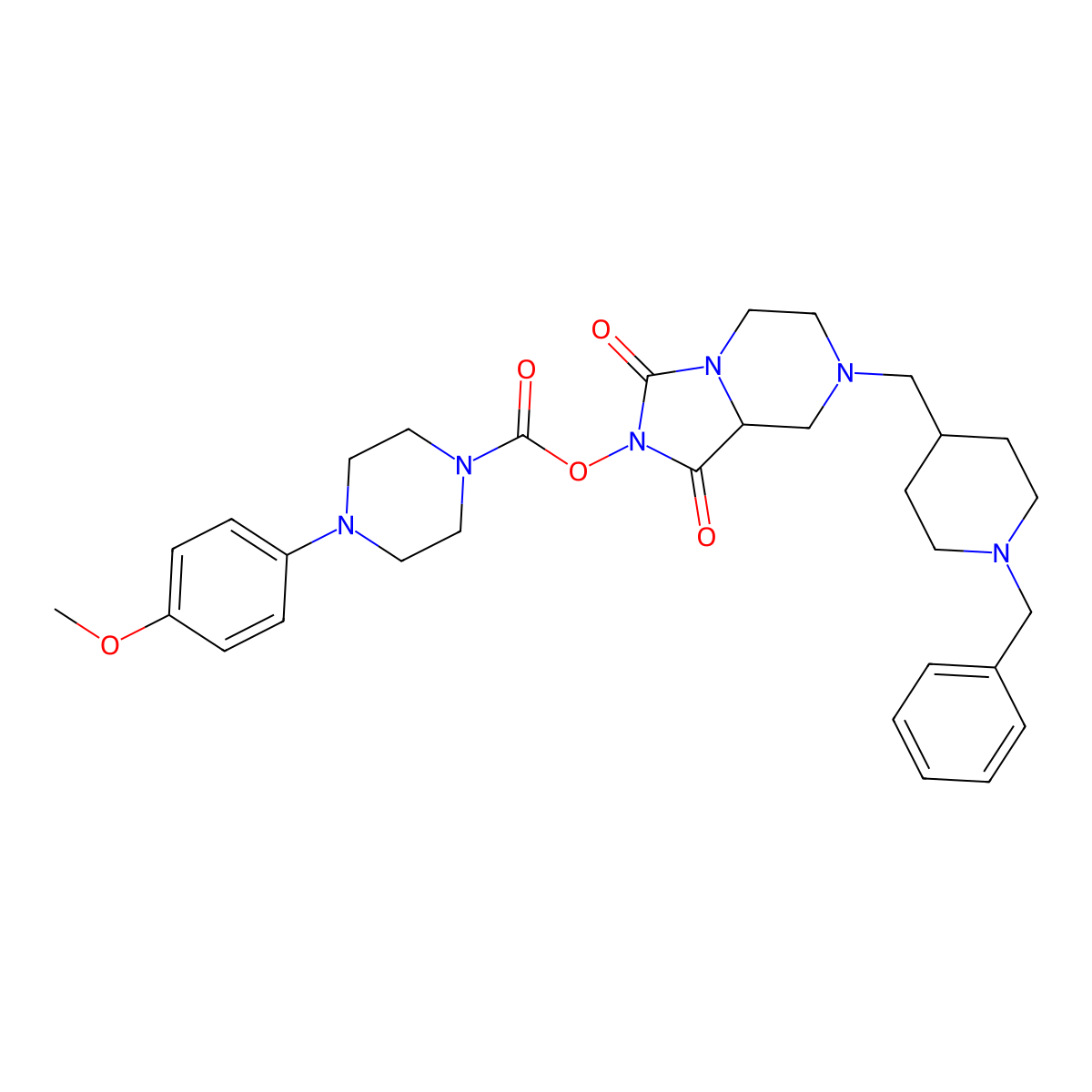 7-((1-Benzylpiperidin-4-yl)methyl)-1,3-dioxohexahydroimidazo[1,5-a]pyrazin-2(3H)-yl 4-(4-methoxyphenyl)piperazine-1-carboxylate molecular structure, CAS 1831135-46-6
