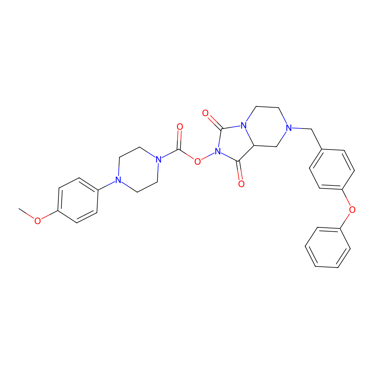 [1,3-Dioxo-7-[(4-phenoxyphenyl)methyl]-5,6,8,8a-tetrahydroimidazo[1,5-a]pyrazin-2-yl] 4-(4-methoxyphenyl)piperazine-1-carboxylate molecular structure, CAS 1831135-56-8