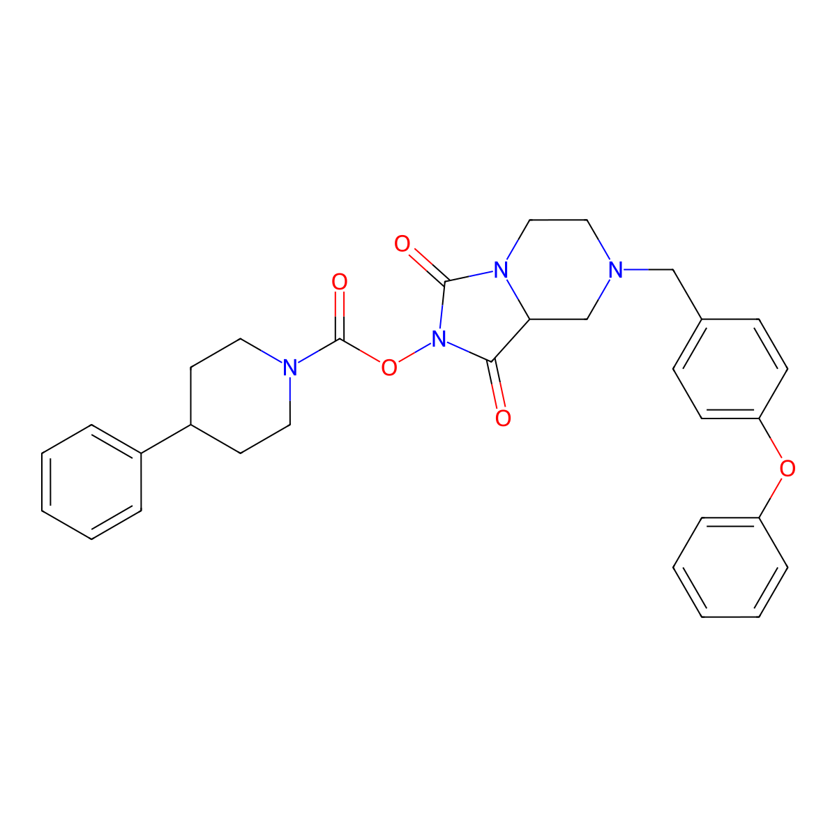 [1,3-Dioxo-7-[(4-phenoxyphenyl)methyl]-5,6,8,8a-tetrahydroimidazo[1,5-a]pyrazin-2-yl] 4-phenylpiperidine-1-carboxylate molecular structure, CAS 1831135-57-9