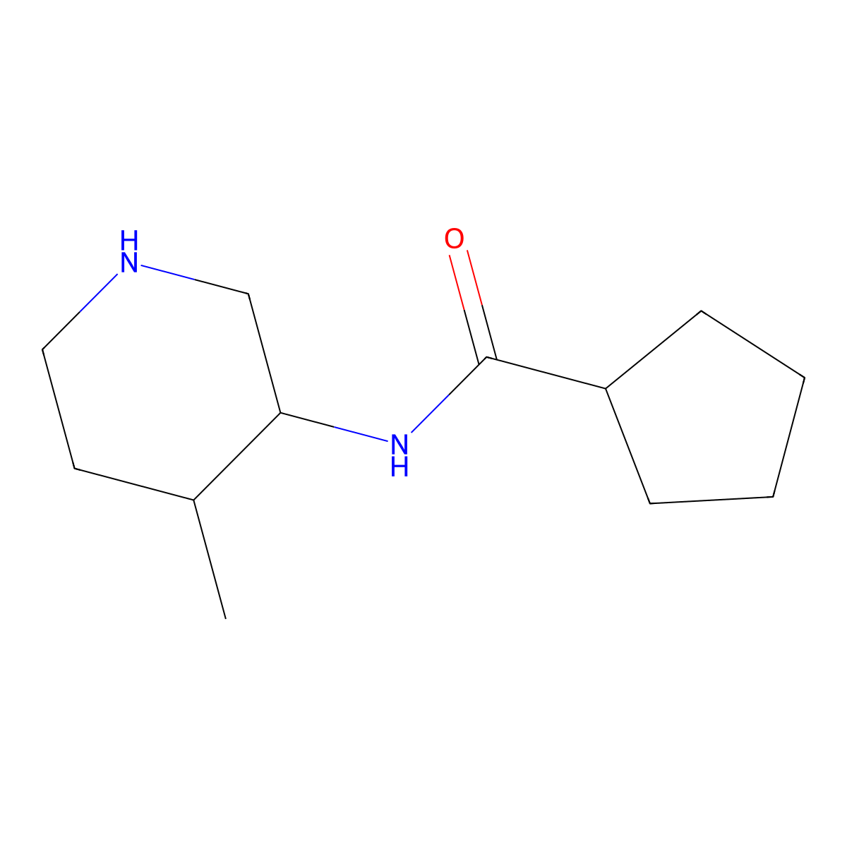 N-(4-methylpiperidin-3-yl)cyclopentanecarboxamide molecular structure, CAS 1831147-15-9