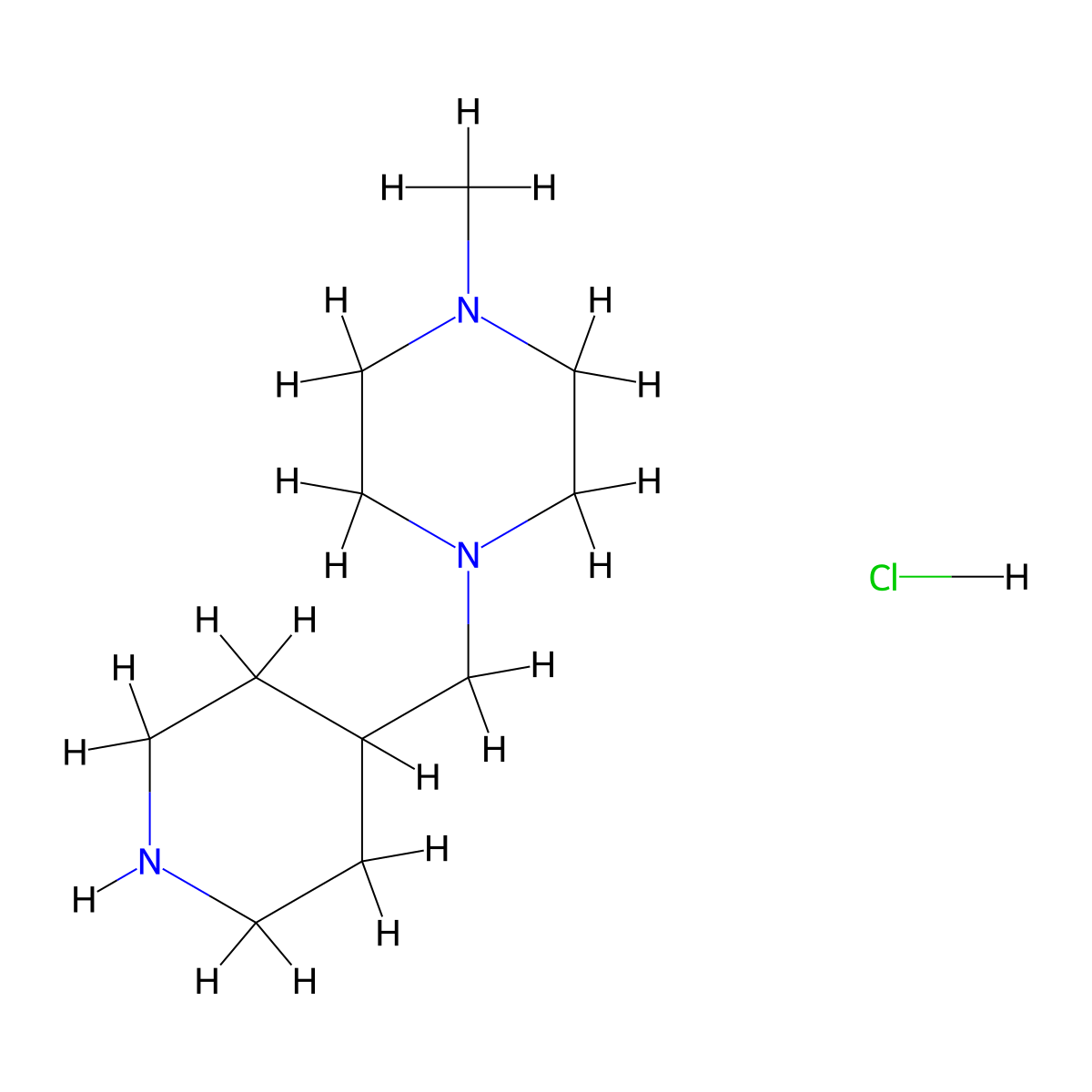 1-Methyl-4-(piperidin-4-ylmethyl)piperazine hydrochloride molecular structure, CAS 1831151-60-0