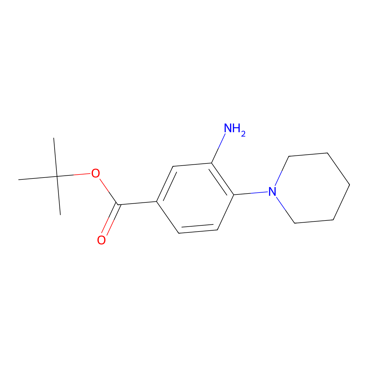 Tert-butyl 3-amino-4-(piperidin-1-yl)benzoate molecular structure, CAS 1831167-86-2