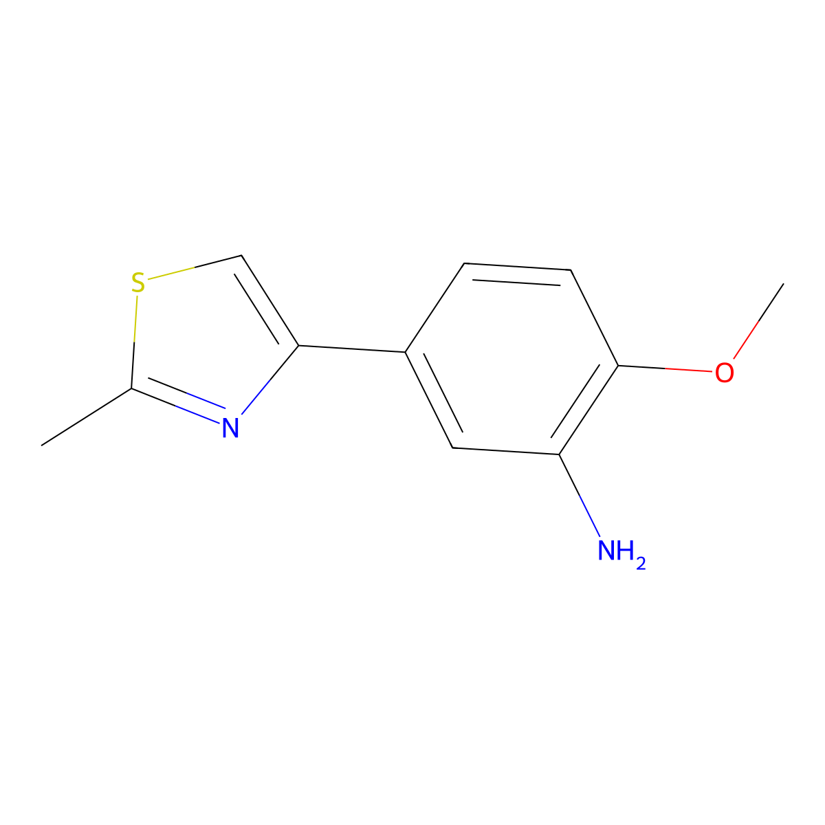 2-Methoxy-5-(2-methylthiazol-4-yl)aniline molecular structure, CAS 183118-70-9