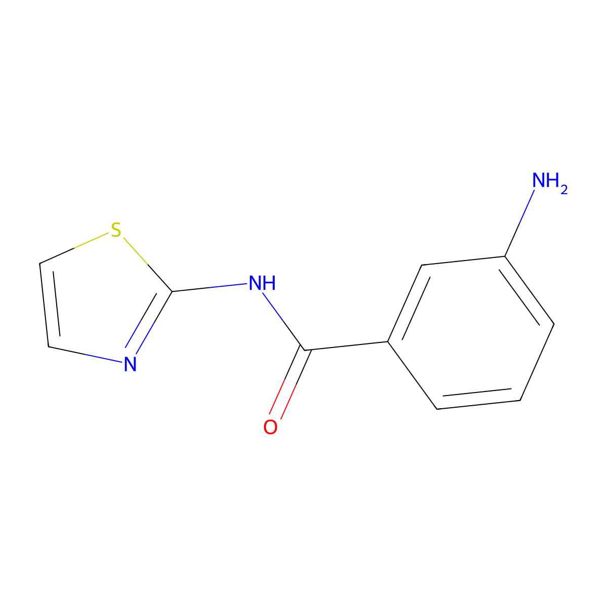 3-amino-N-(1,3-thiazol-2-yl)benzamide molecular structure, CAS 1831219-53-4